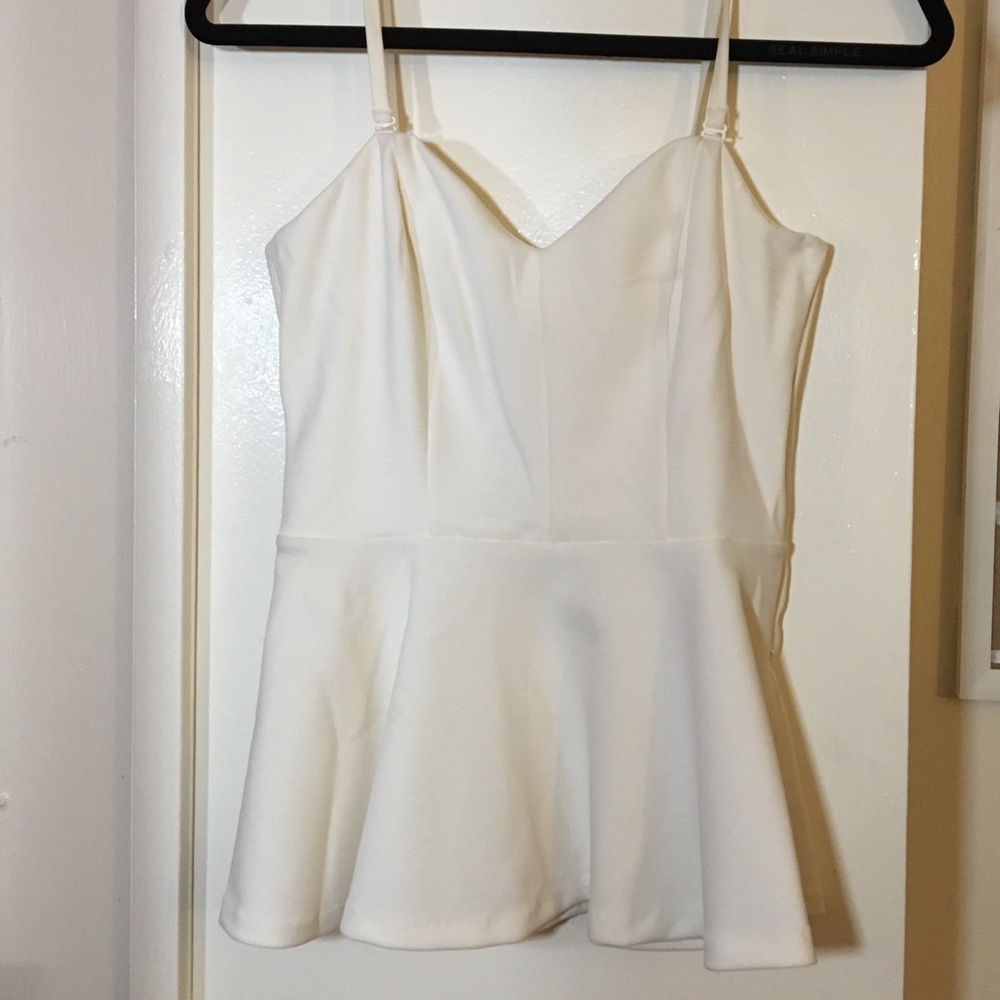 White Peplum Tank Top