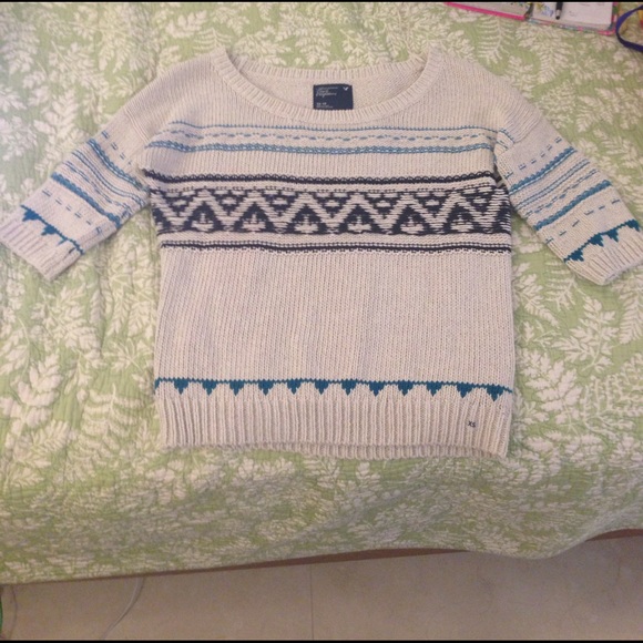 NWT AMERICAN EAGLE SLOUCHY CABLE KNIT FAIRISLE SWEATER - Picture 1 of 4
