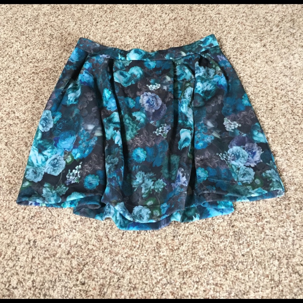 Express Dark Blue/Green Flowered Skirt