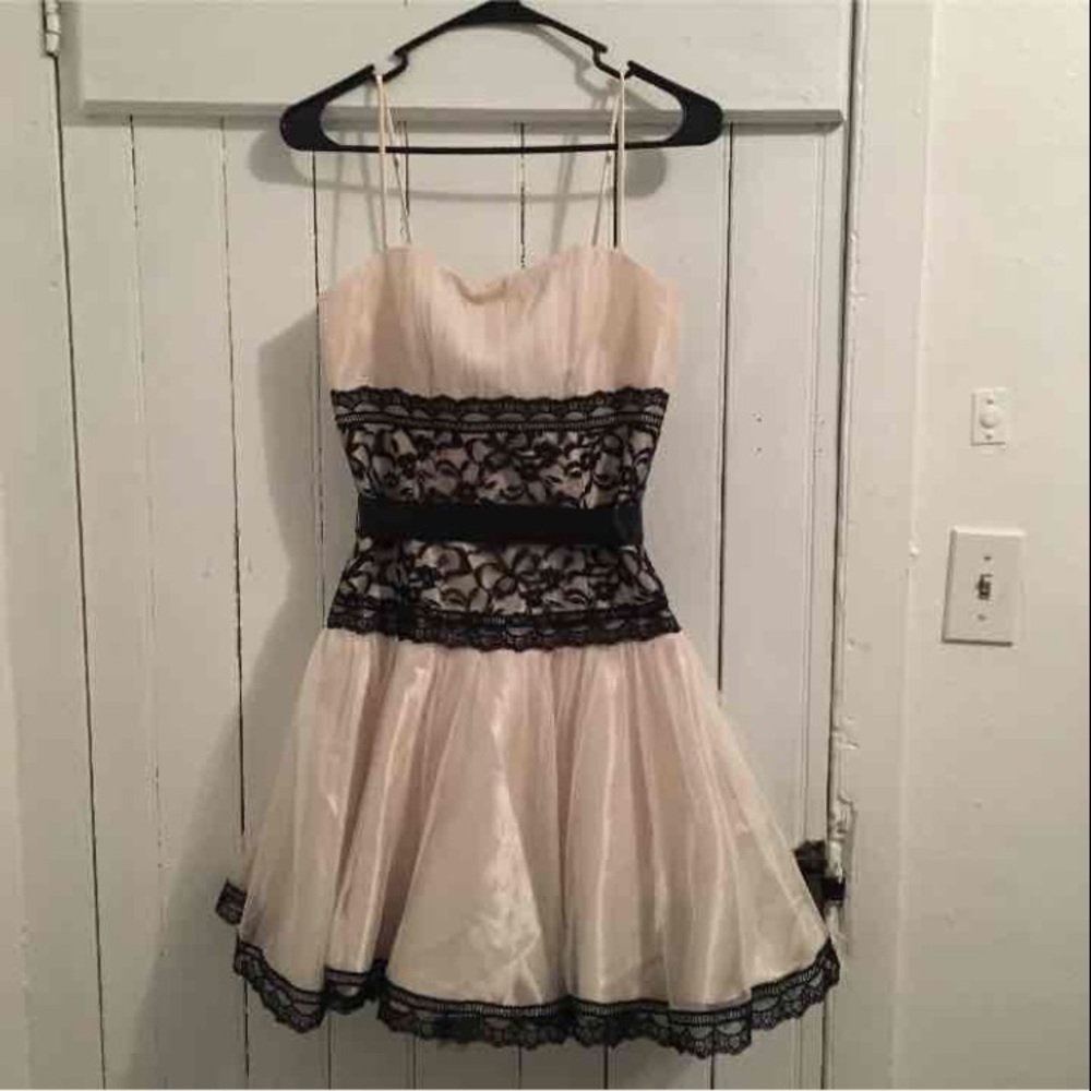 Cream and black dress