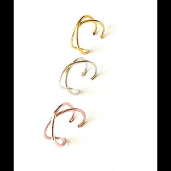 Criss Cross Ear Cuff Clip On Fake Cartilage Earring for Helix Upper Ear Piercing - Picture 4 of 8