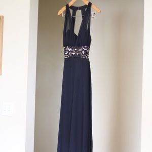Blondie Nites Navy Halter Prom dress