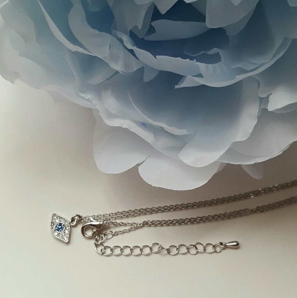 Blue Evil Eye Silver Chain Necklace