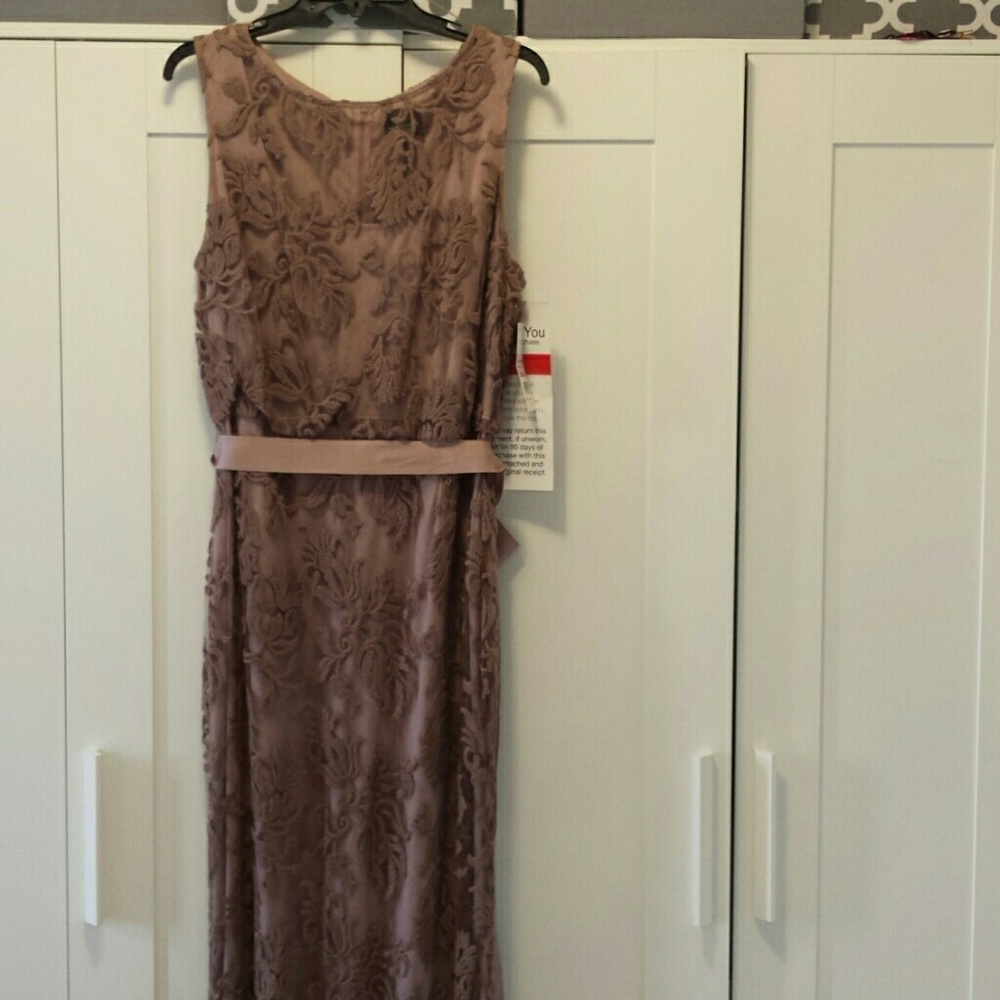 Adrianna Papell Lace Long Blouson Gown