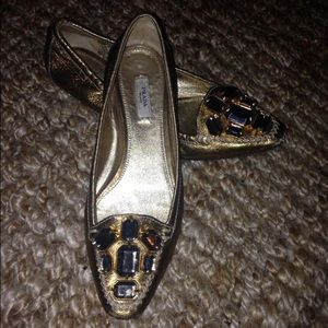 Prada 36.5 Gold Embellished Flats!
