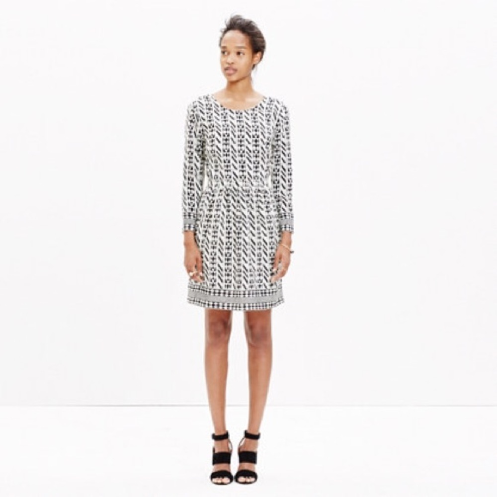 Madewell silk geometric striped dress