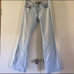 Light denim low-rise, boot cut jeans