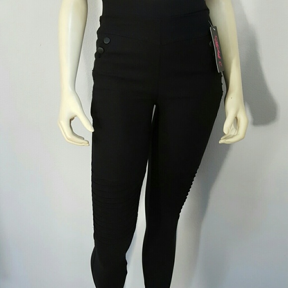 Black High Waisted MOTO leggings - Picture 1 of 4