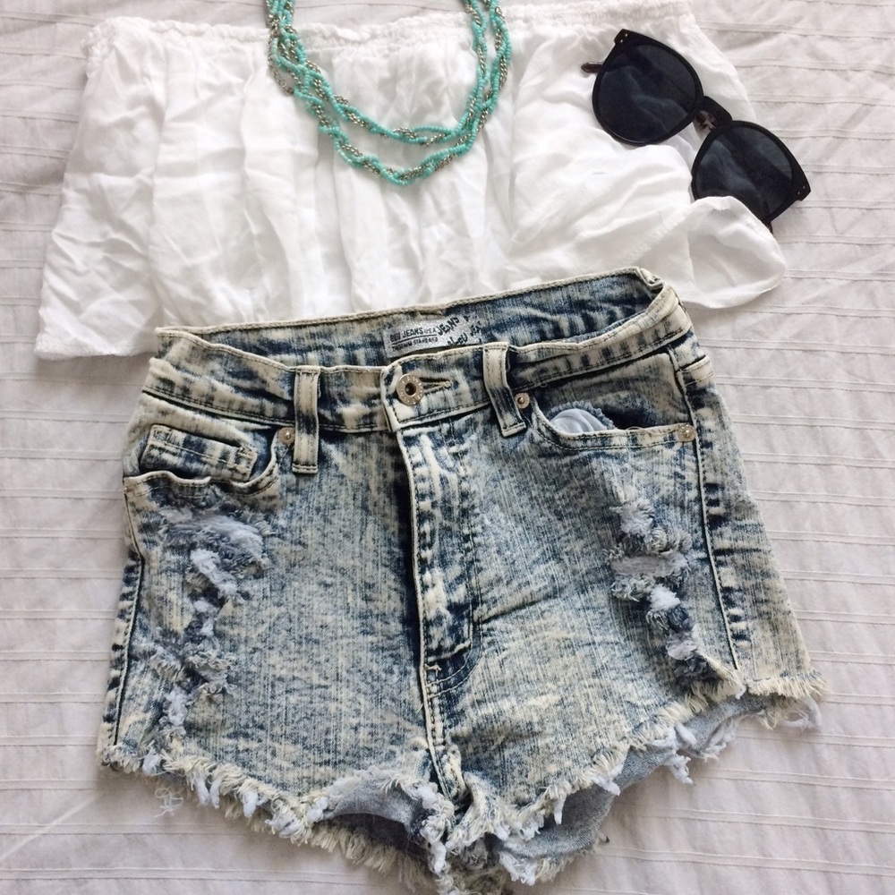 Destroyed Denim High Waisted Shorts