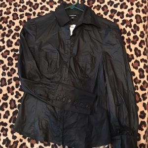 Size small black collared Bebe shirt.
