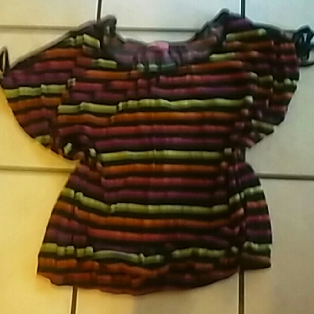 Cold shoulder black and neon colored blouse