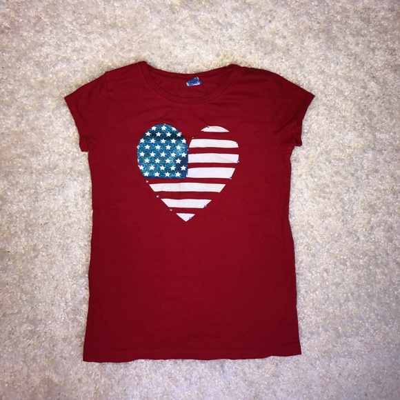 Other - Patriotic Red Shirt with Red, White and Blue Heart