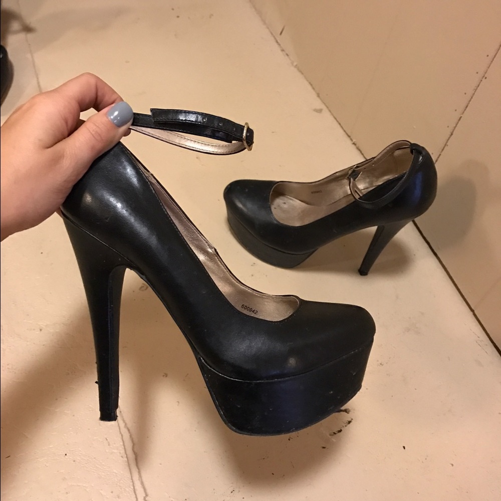 Black platforms with ankle strap