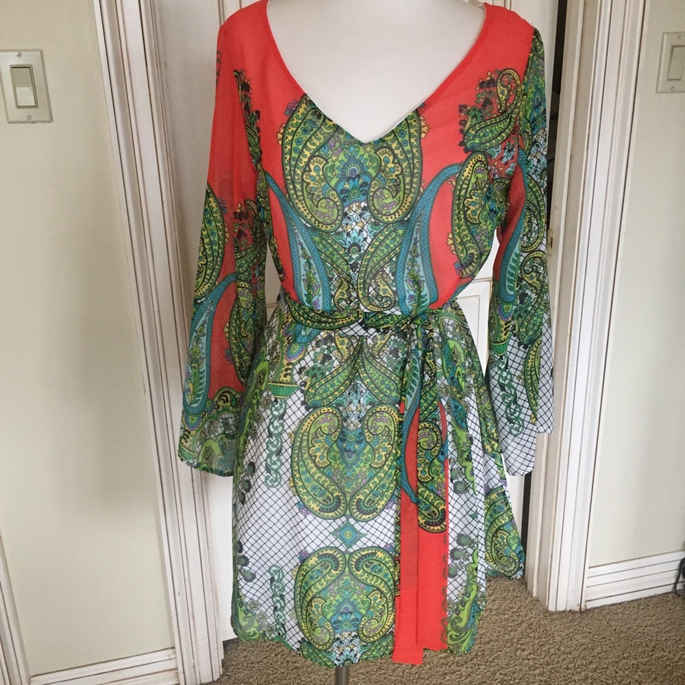 Vintage print chiffon dress