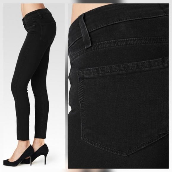 Paige Verdugo Ankle Jeans Raw Hem Black Fog - Picture 2 of 5
