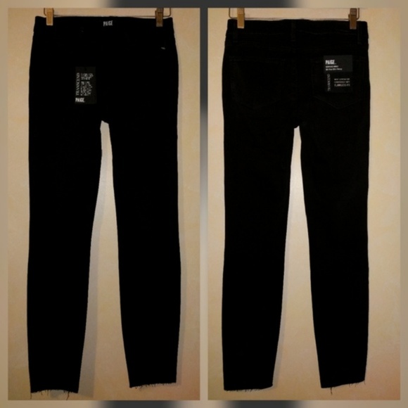 Paige Verdugo Ankle Jeans Raw Hem Black Fog - Picture 3 of 5