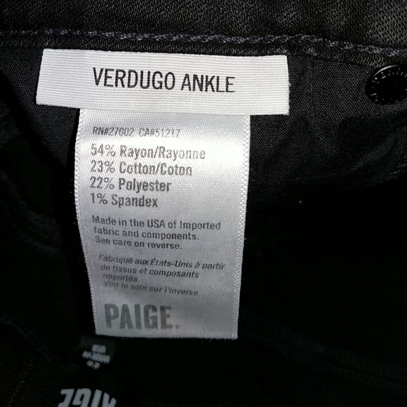 Paige Verdugo Ankle Jeans Raw Hem Black Fog - Picture 5 of 5