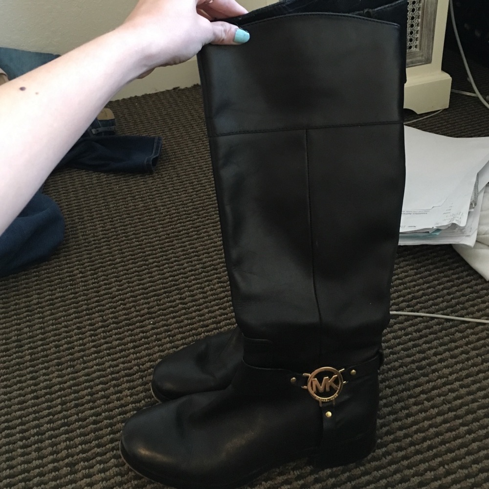 Michael Kors tall black leather boots