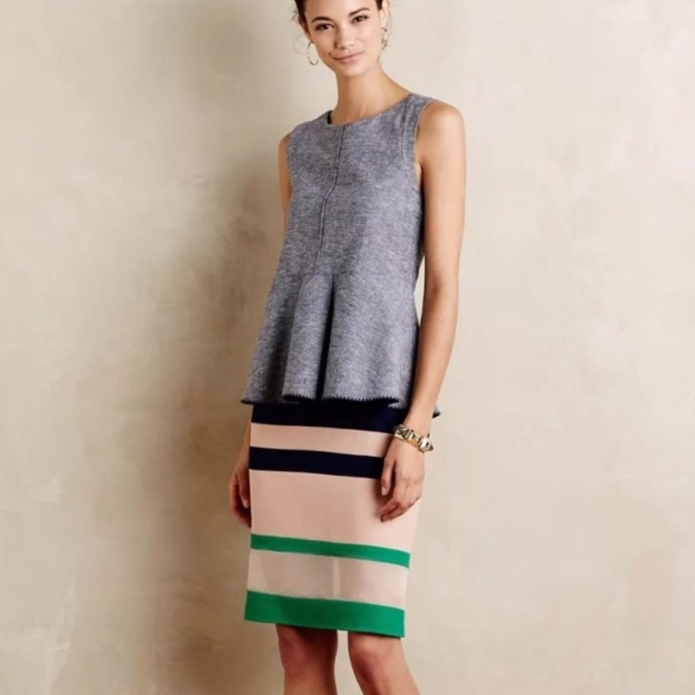 Anthropologie Blue, Green & Nude Striped Skirt