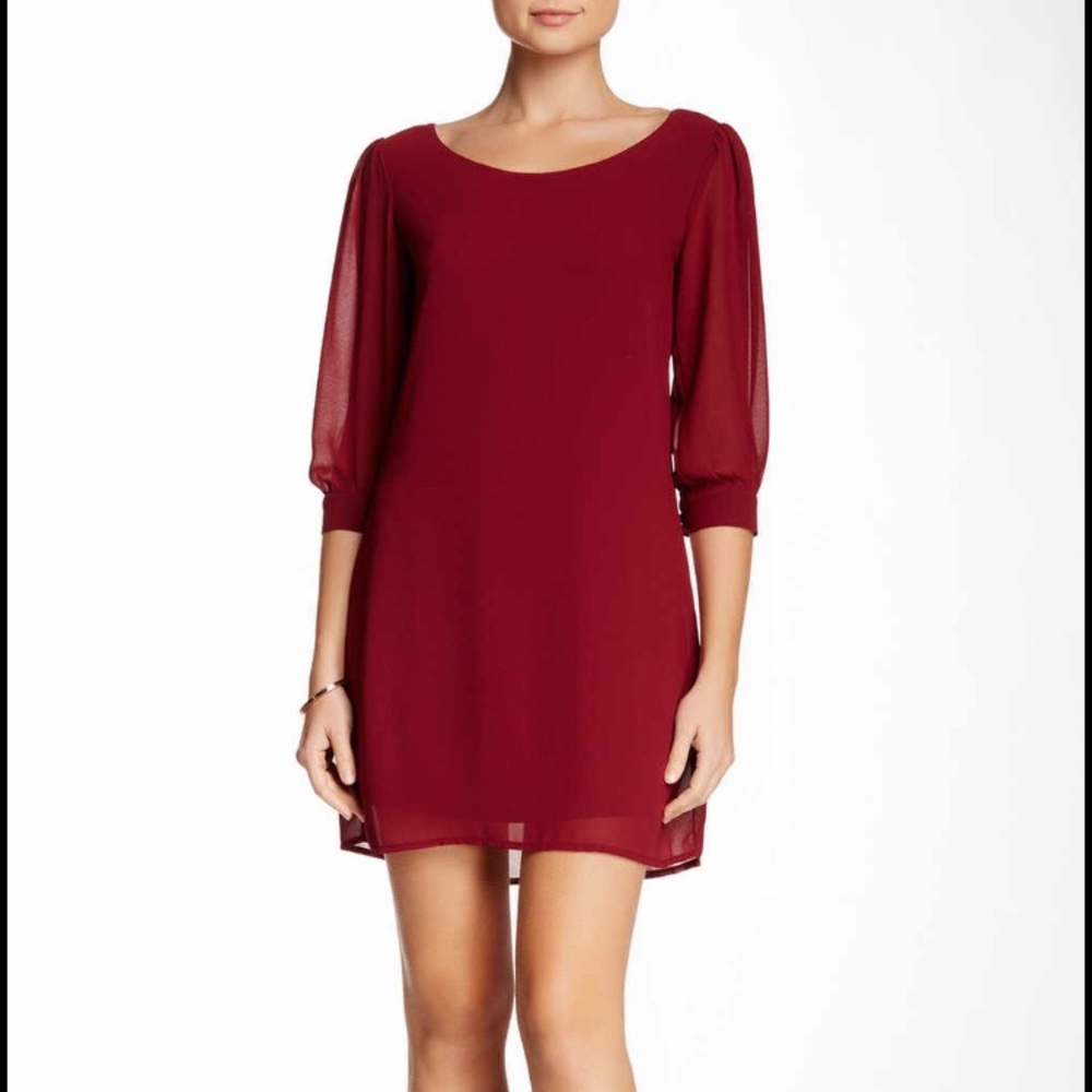 Lattice back shift sleeve dress