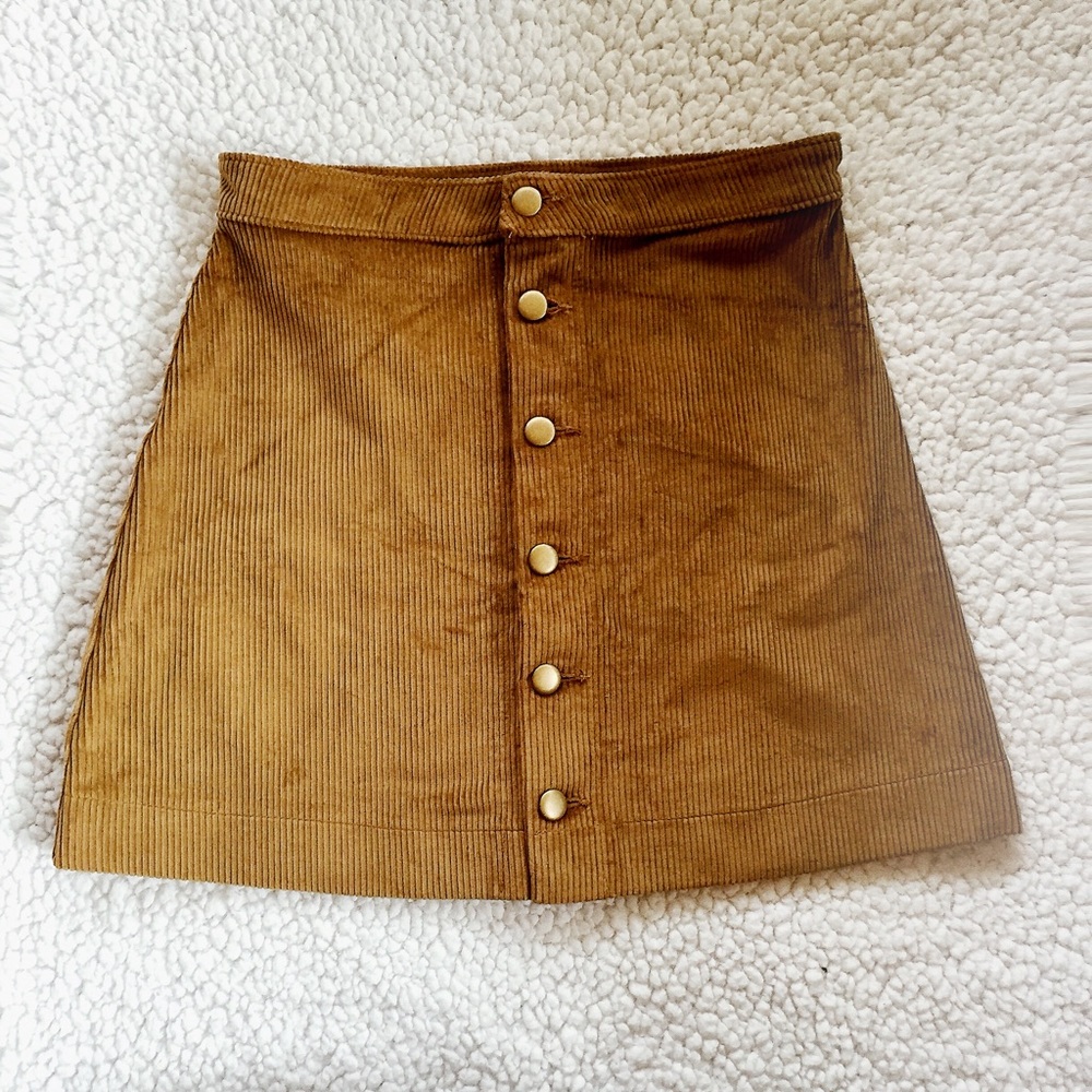 Corduroy Button Front A-Line skirt