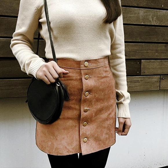 Corduroy Button Front A-Line skirt - Picture 2 of 4