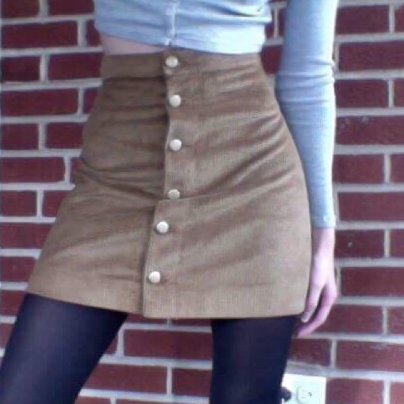 Corduroy Button Front A-Line skirt - Picture 3 of 4