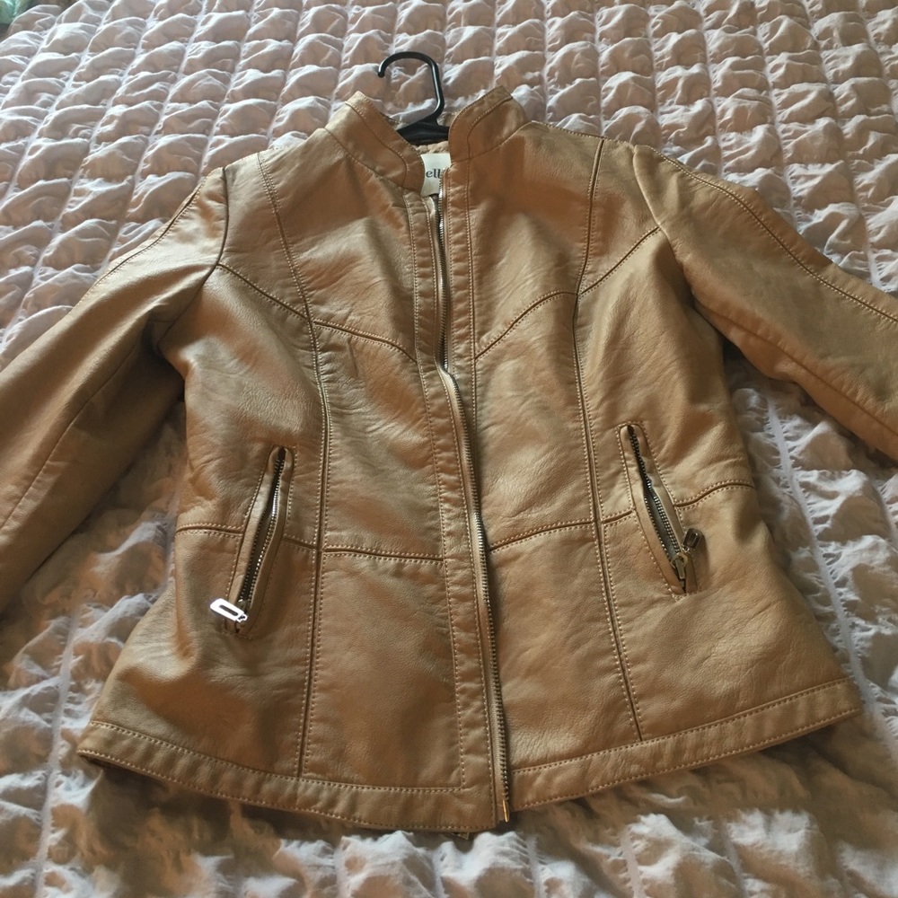 Cream color leather jacket