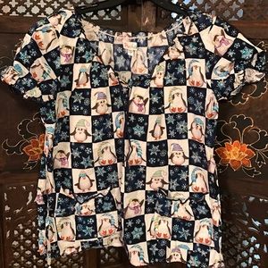 Penguins Scrub Top