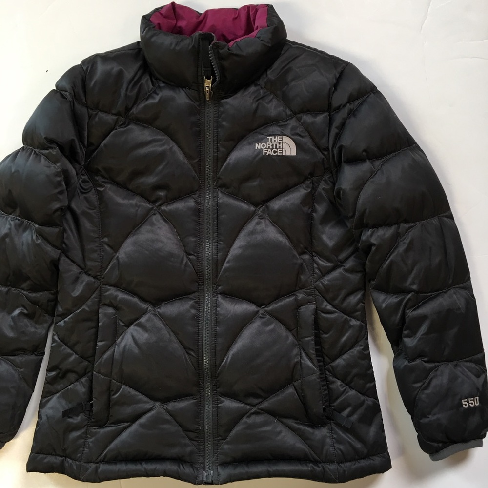 North Face Black and Pink Puffer Coat
