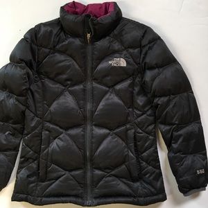 North Face Black and Pink Puffer Coat