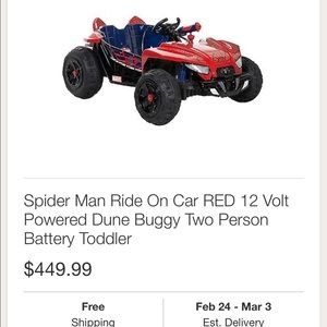 Spider-Man car toy new already assembled 400$