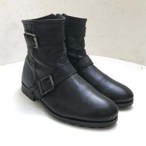 Top Shop ' Animal' black biker Moro ankle boot