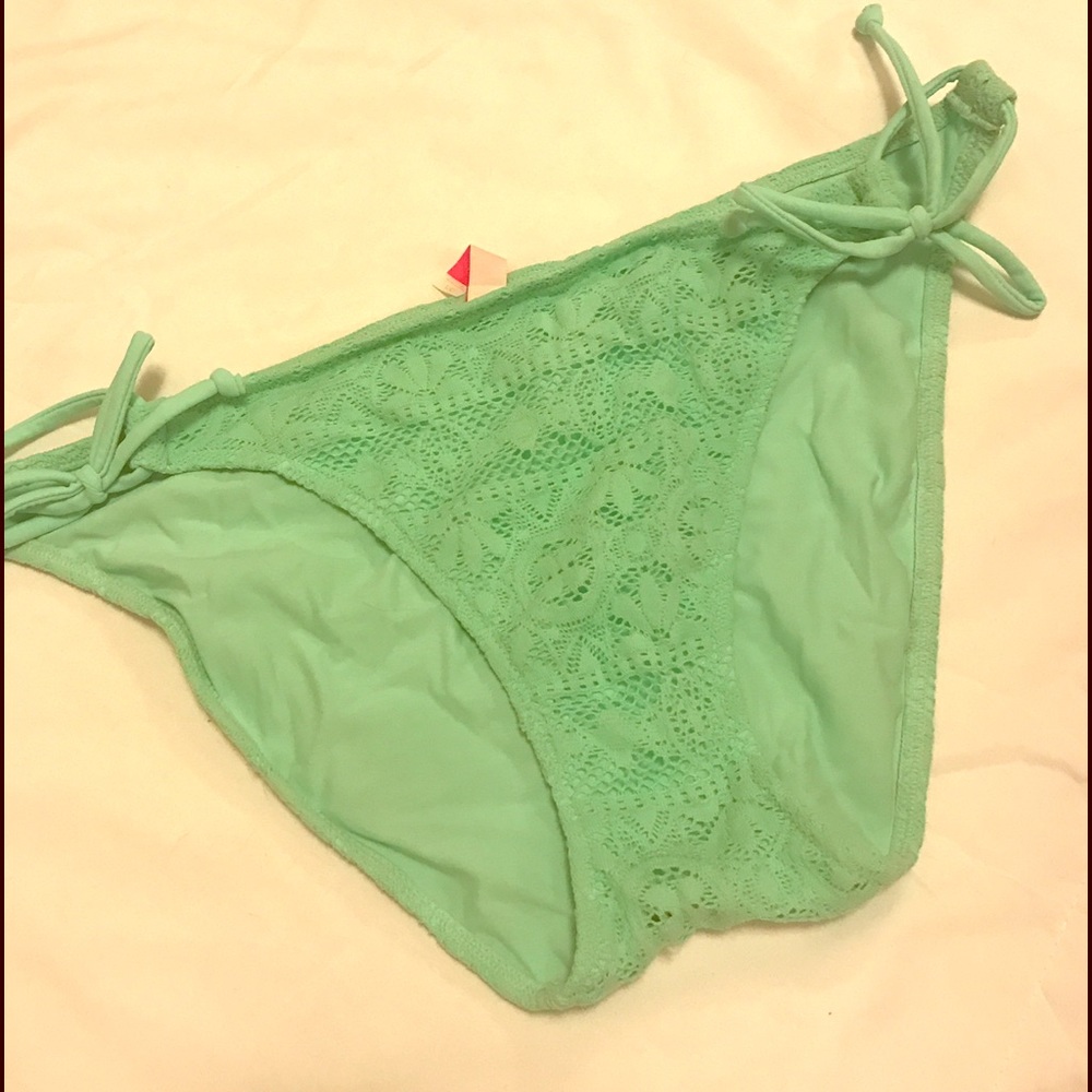 Victoria's Secret Aqua Blue Lace Bikini Bottoms