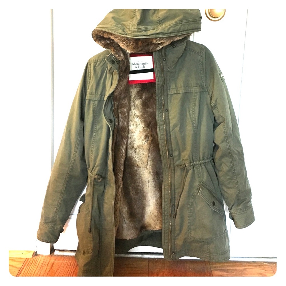 Abercrombie & Fitch Faux Fur Lined Military Jacket
