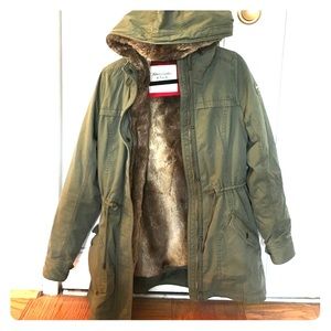 Abercrombie & Fitch Faux Fur Lined Military Jacket