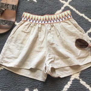High waisted khaki shorts