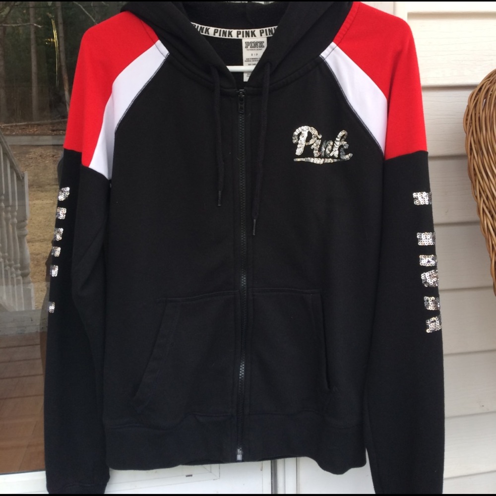 Pink Full Zip sequin hoodie