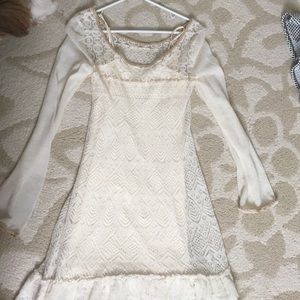 Cream  lace free people dress with long Cami under