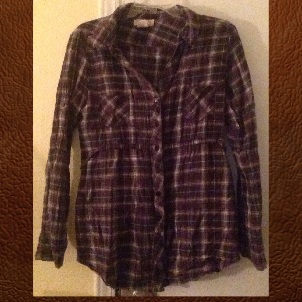 NEW! Brown Flannel/Dress Shirt.
