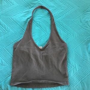 Express olive green halter crop top