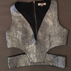 Luxxel Silver Sparkle Crop Top
