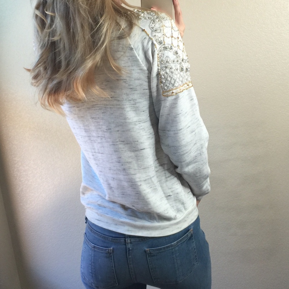 -Oatmeal Embellished Sweater- - Picture 3 of 5