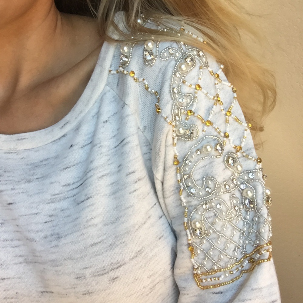 -Oatmeal Embellished Sweater- - Picture 4 of 5