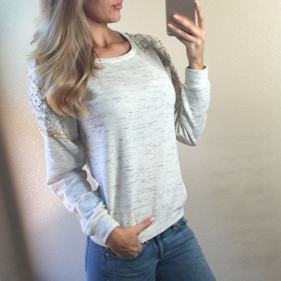 -Oatmeal Embellished Sweater- - Picture 2 of 5