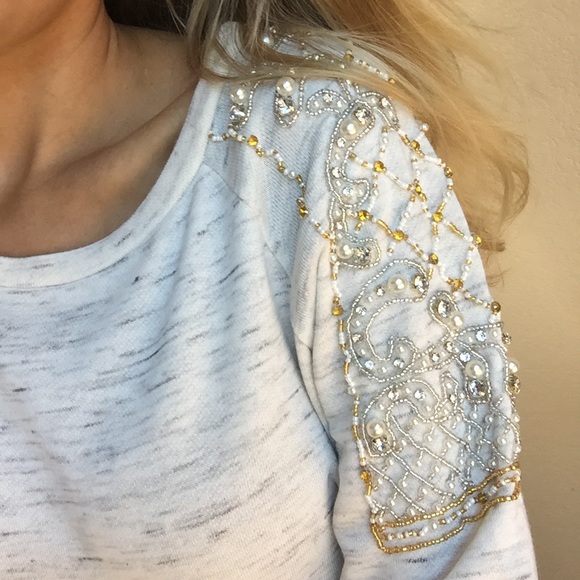 -Oatmeal Embellished Sweater- - Picture 4 of 5