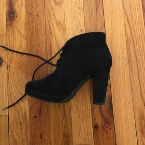 Suede black booties, size 37