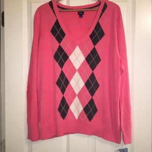 NWT 100% cotton IZOD V-neck Sweater Coral Ray 2x