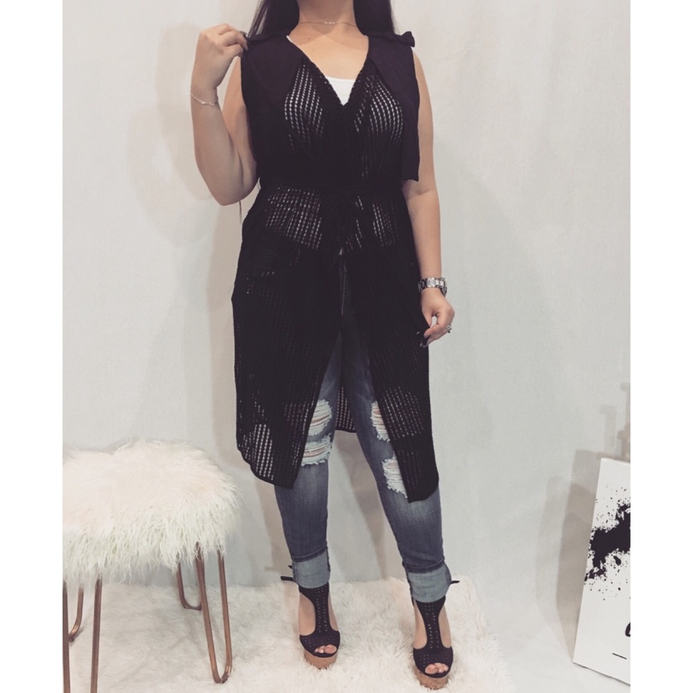 HOST PICK! Black sleeveless trench coat cardigan