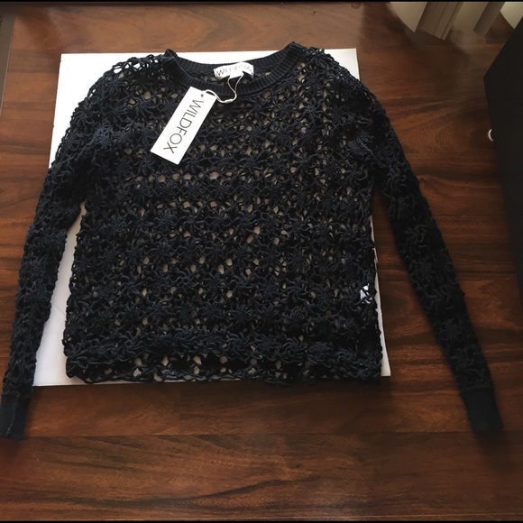 🔥SALE🔥 NWT Wildfox Black Daisy Crochet Top - Picture 1 of 4